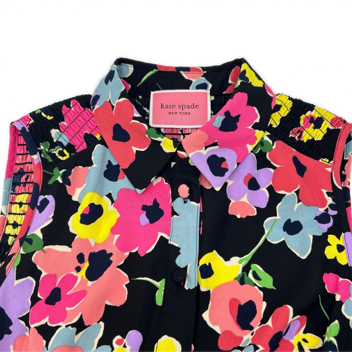 Kate spade ケイトスペード ブラック チューリップトスリビエラドレス フラワープリントワンピース ワンピース