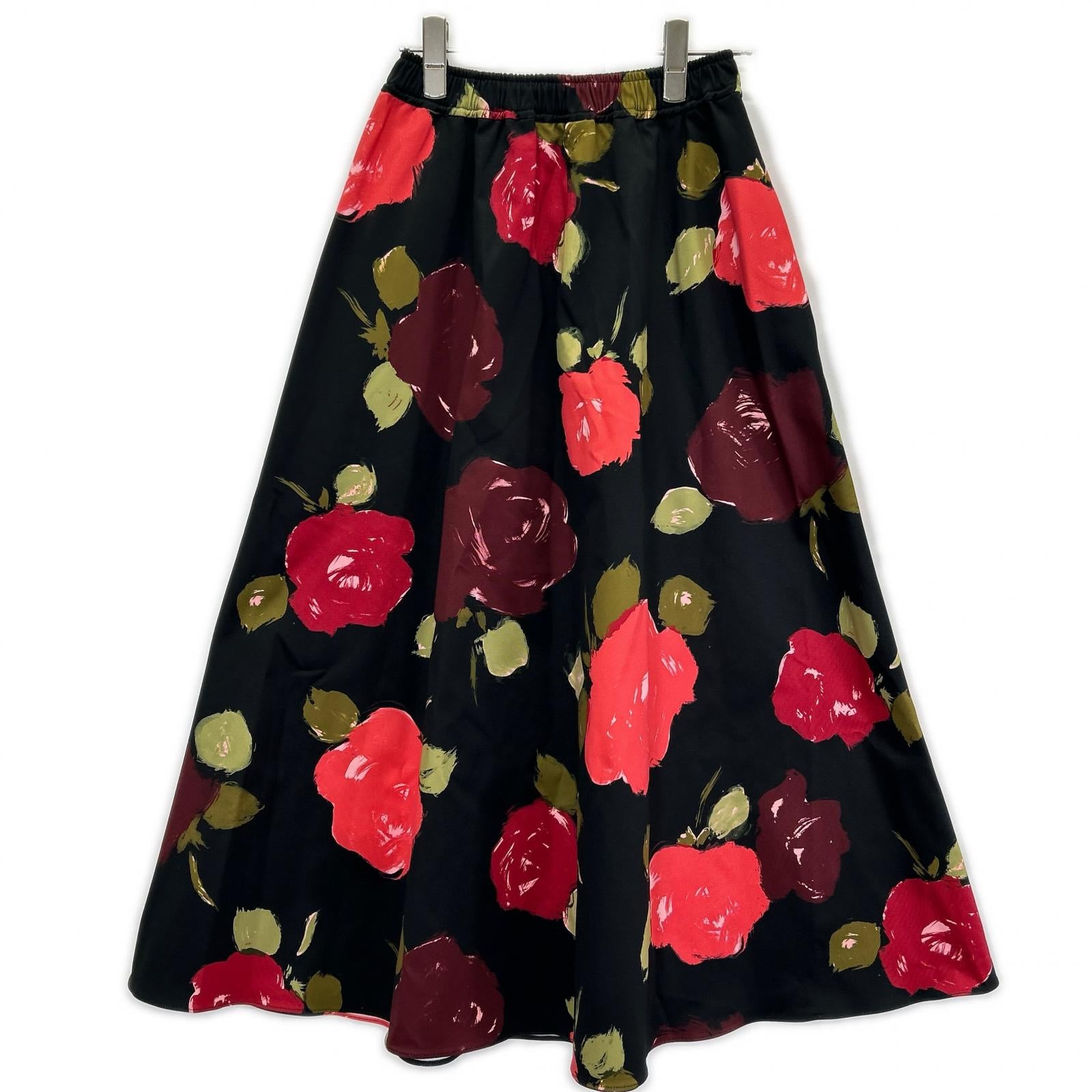 Kate spade ケイトスペード ブラック ボタニカルプリントロングスカート スカート