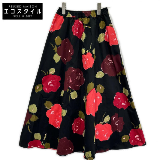 Kate spade ケイトスペード ブラック ボタニカルプリントロングスカート スカート
