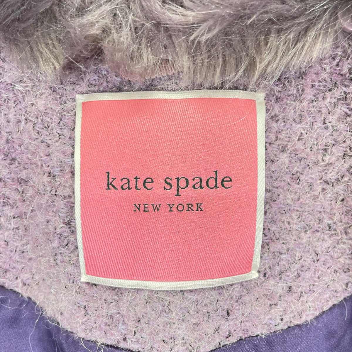 Kate spade ケイトスペード パープル ファーカラー クリスタルビジュ コート コート