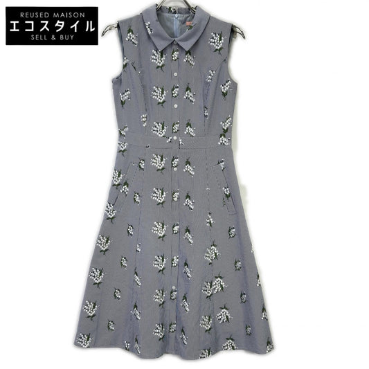 TOCCA トッカ ブルー 洗える LILY OF THE VALLEY ストライプノースリーブシャツワンピース ワンピース
