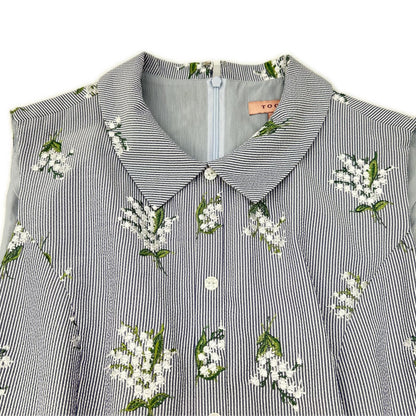 TOCCA トッカ ブルー 洗える LILY OF THE VALLEY ストライプノースリーブシャツワンピース ワンピース