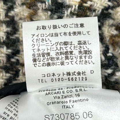ASH アッシュ トリコカラー ハウンドトゥース フリンジ ツイードノーカラージャケット ジャケット