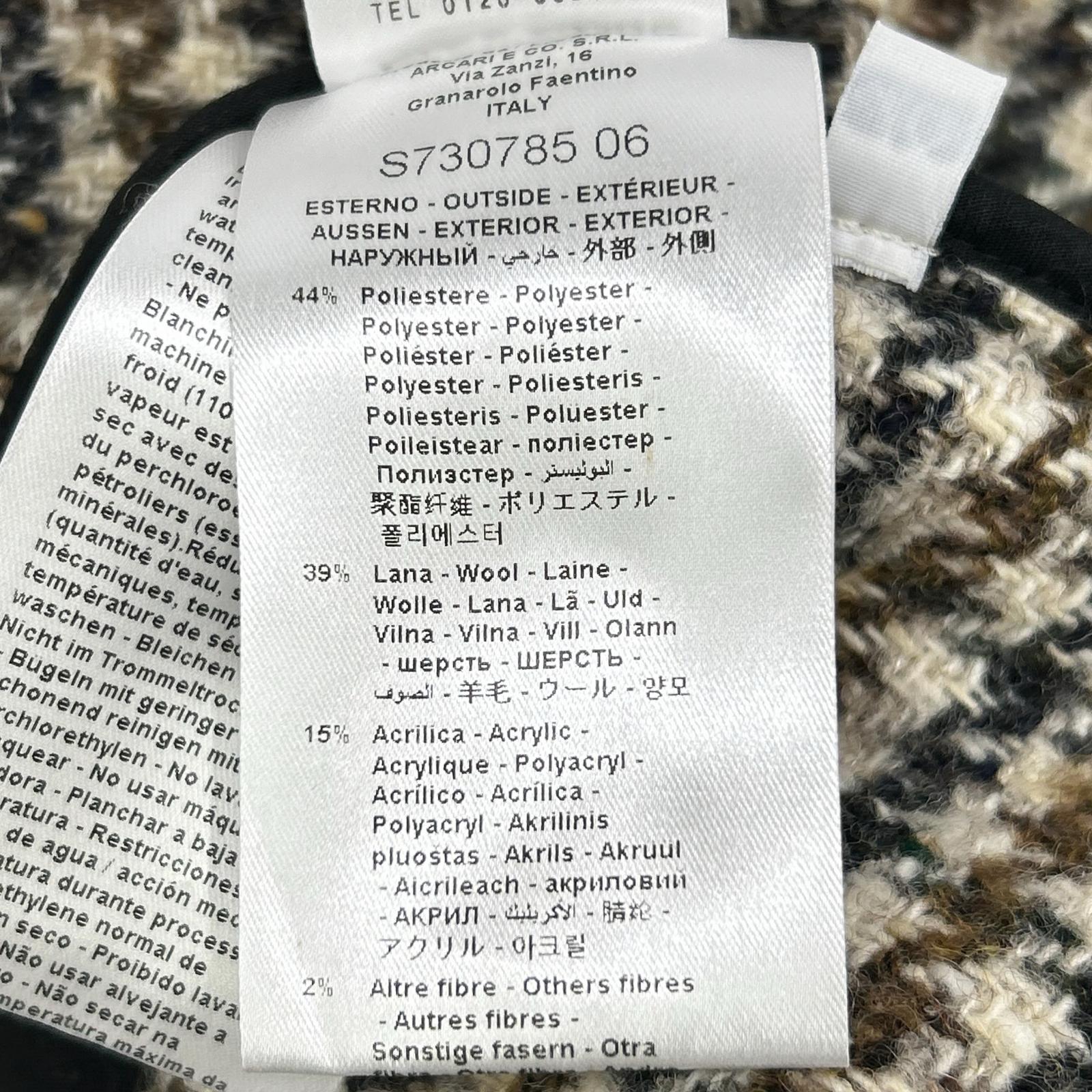 ASH アッシュ トリコカラー ハウンドトゥース フリンジ ツイードノーカラージャケット ジャケット