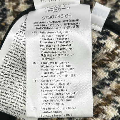 ASH アッシュ トリコカラー ハウンドトゥース フリンジ ツイードノーカラージャケット ジャケット