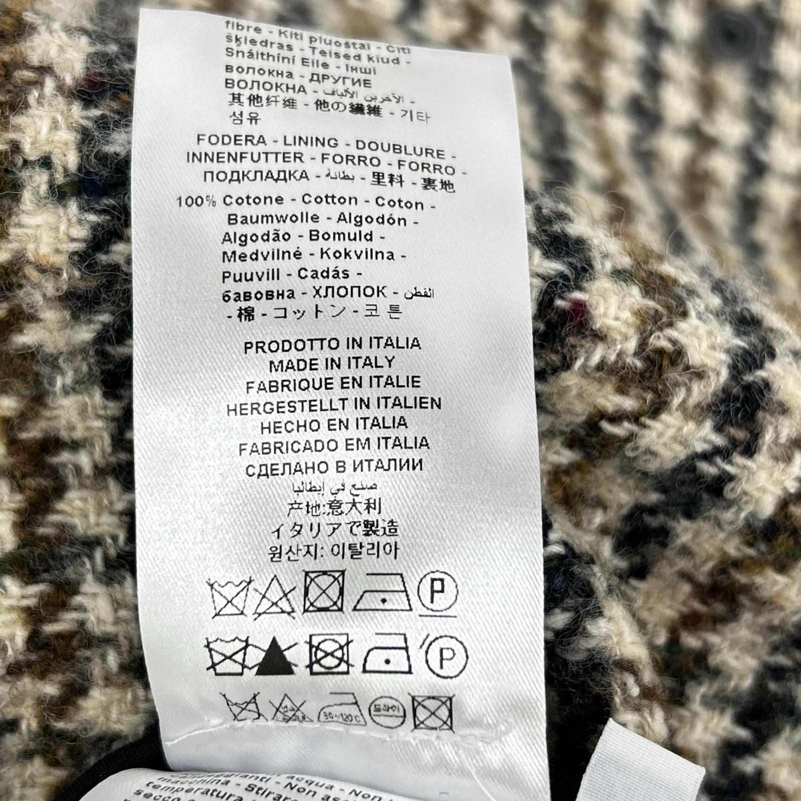 ASH アッシュ トリコカラー ハウンドトゥース フリンジ ツイードノーカラージャケット ジャケット