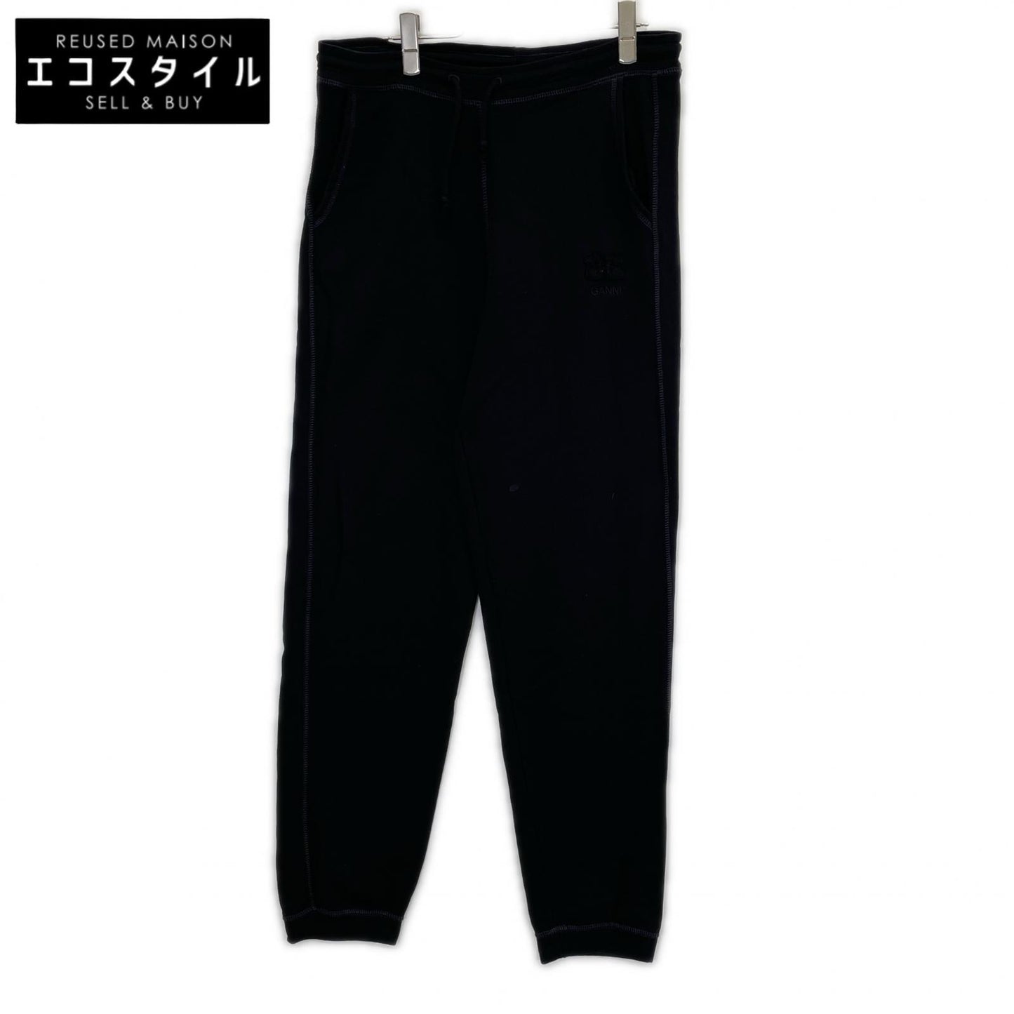 GANNI ガニー ブラック Isoli sweatpant/ロゴ入り スウェットパンツ ボトムス