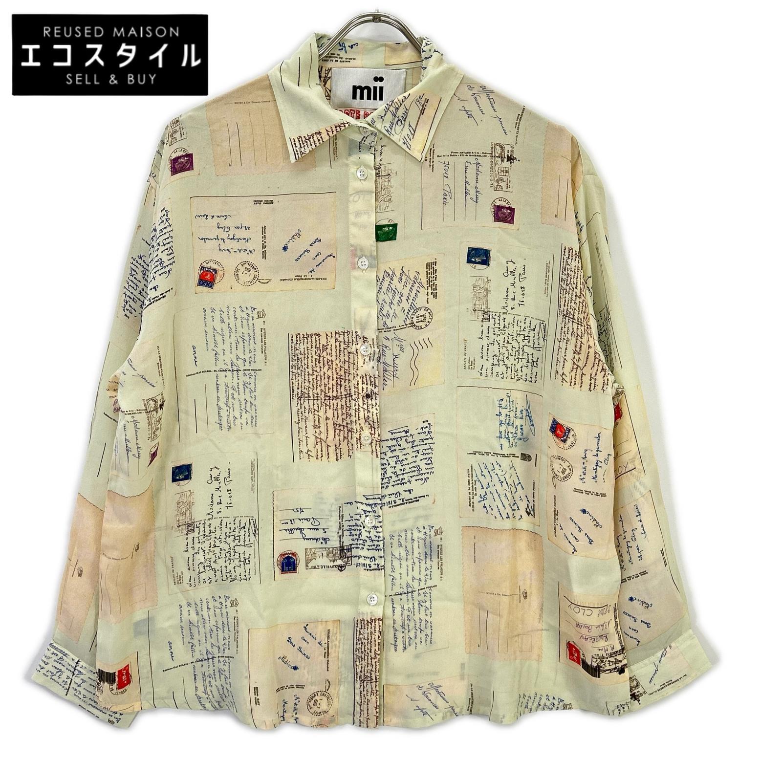 mii ミー 26SS CARTE POSTALE 総柄 シルク100 ロングスリーブシャツ トップス