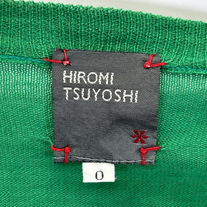 hiromi tsuyoshi ヒロミ ツヨシ グリーン ドレープスリーブ クルーネックカーディガン トップス