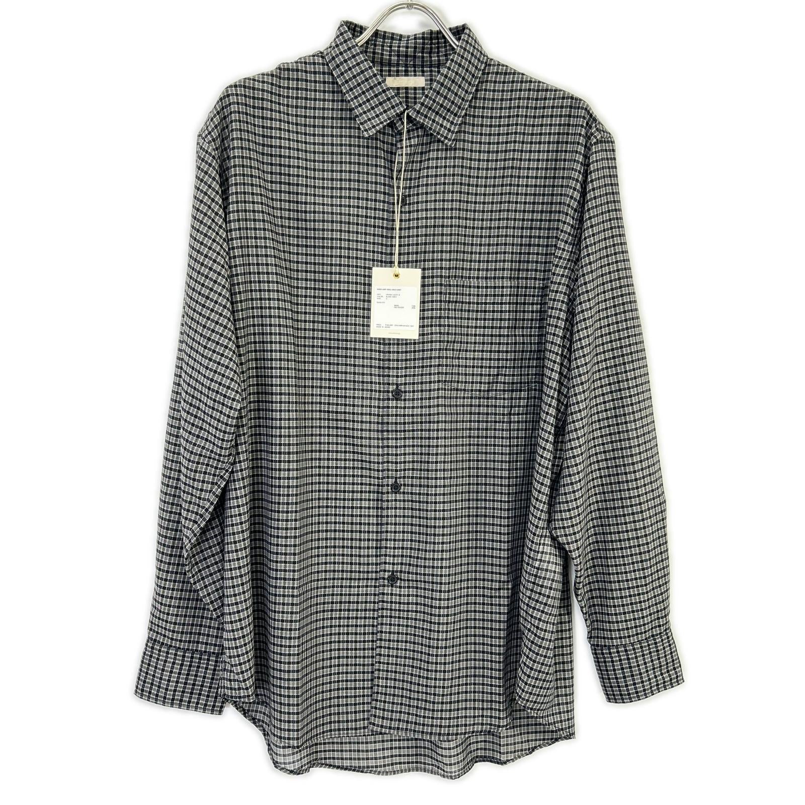 ULTERIOR アルテリア ブラック SUPER LIGHT WOOL CHECK SHIRT トップス