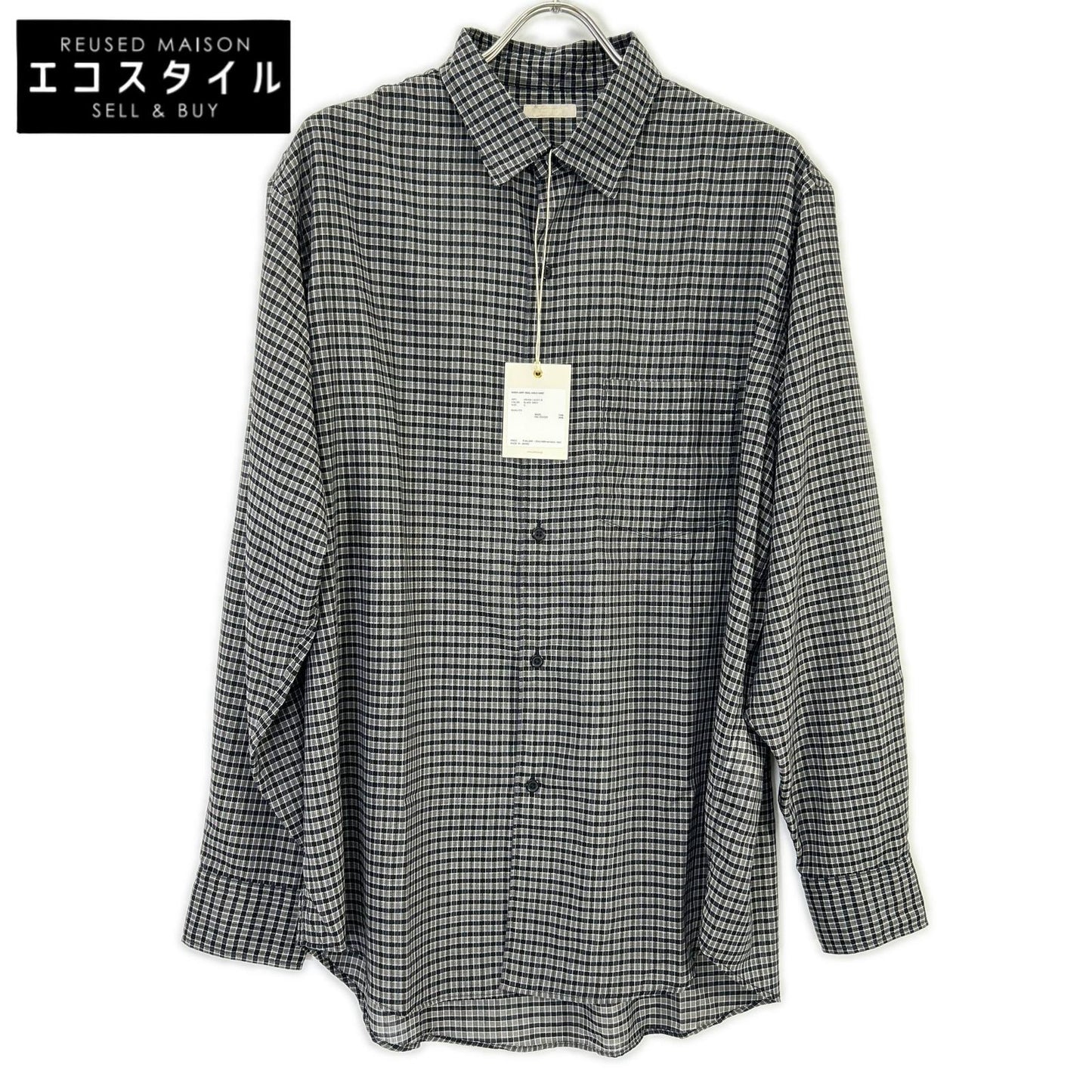 ULTERIOR アルテリア ブラック SUPER LIGHT WOOL CHECK SHIRT トップス