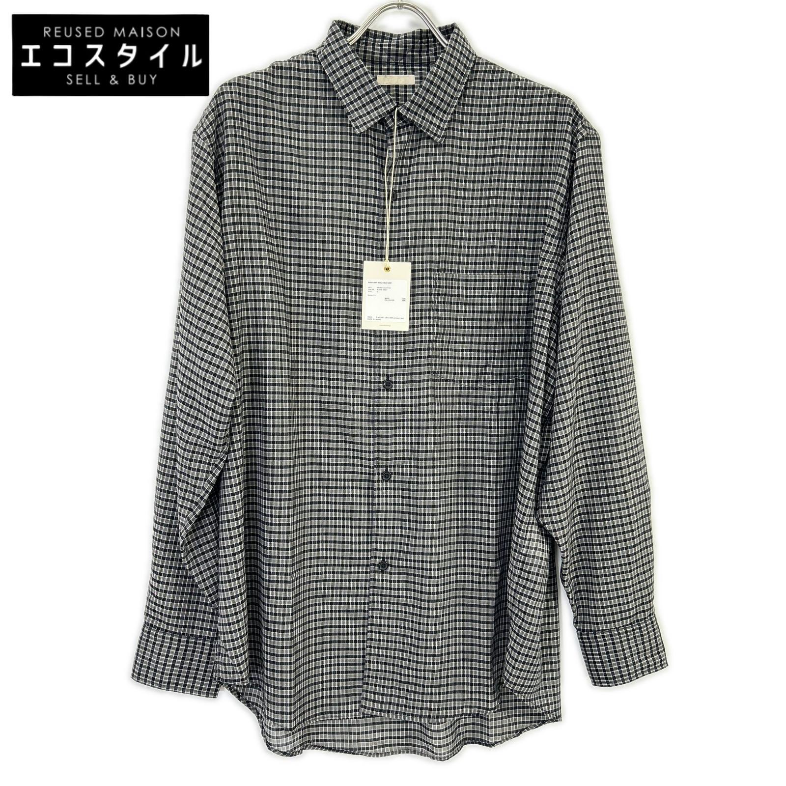 ULTERIOR アルテリア ブラック SUPER LIGHT WOOL CHECK SHIRT トップス