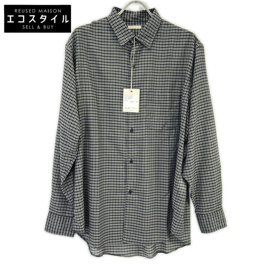 ULTERIOR アルテリア ブラック SUPER LIGHT WOOL CHECK SHIRT トップス