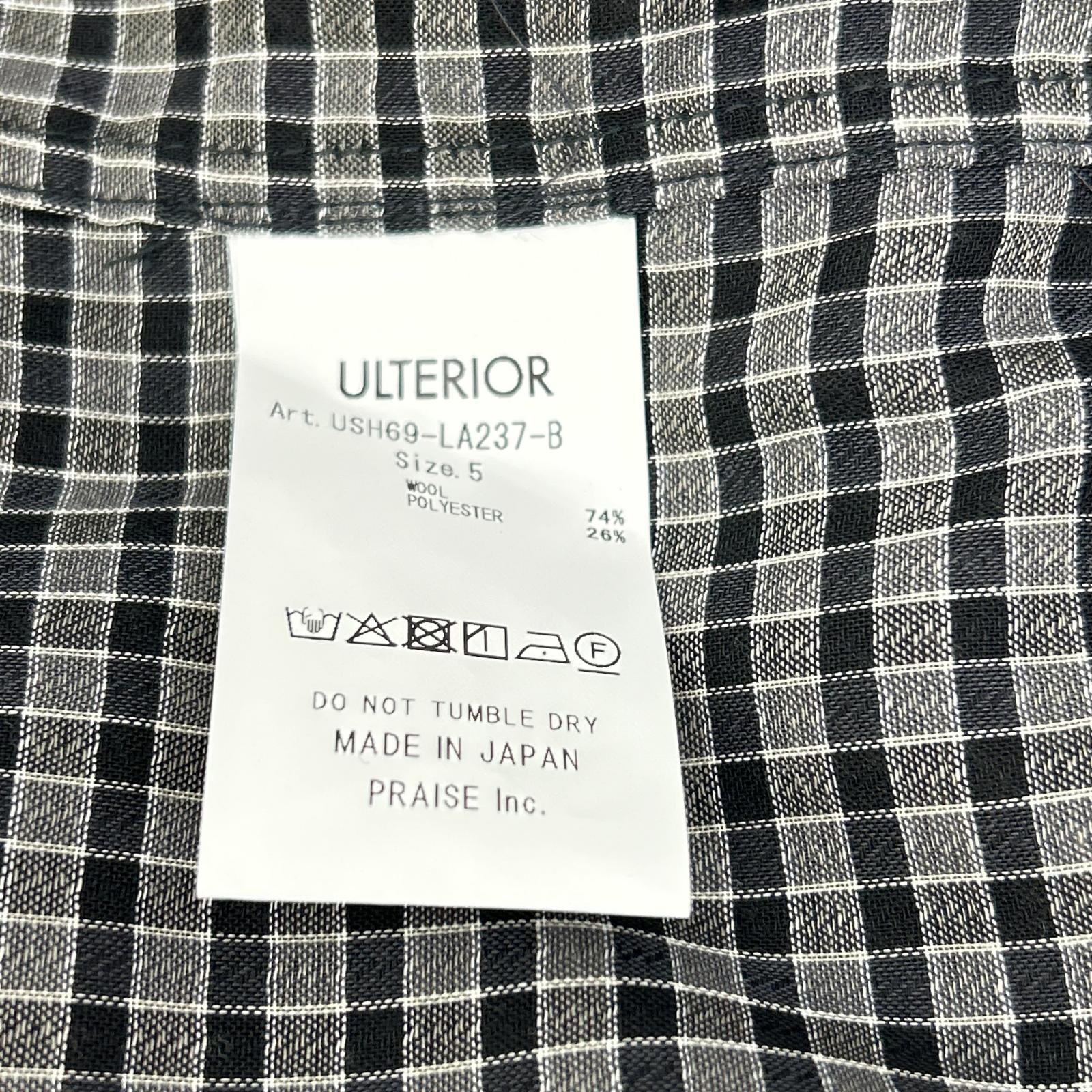 ULTERIOR アルテリア ブラック SUPER LIGHT WOOL CHECK SHIRT トップス