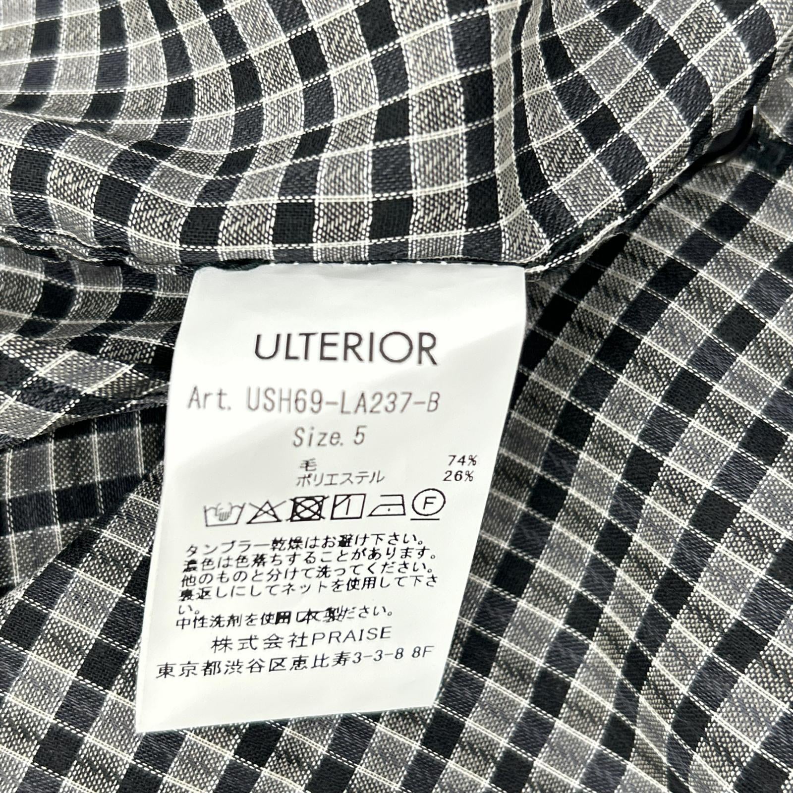 ULTERIOR アルテリア ブラック SUPER LIGHT WOOL CHECK SHIRT トップス