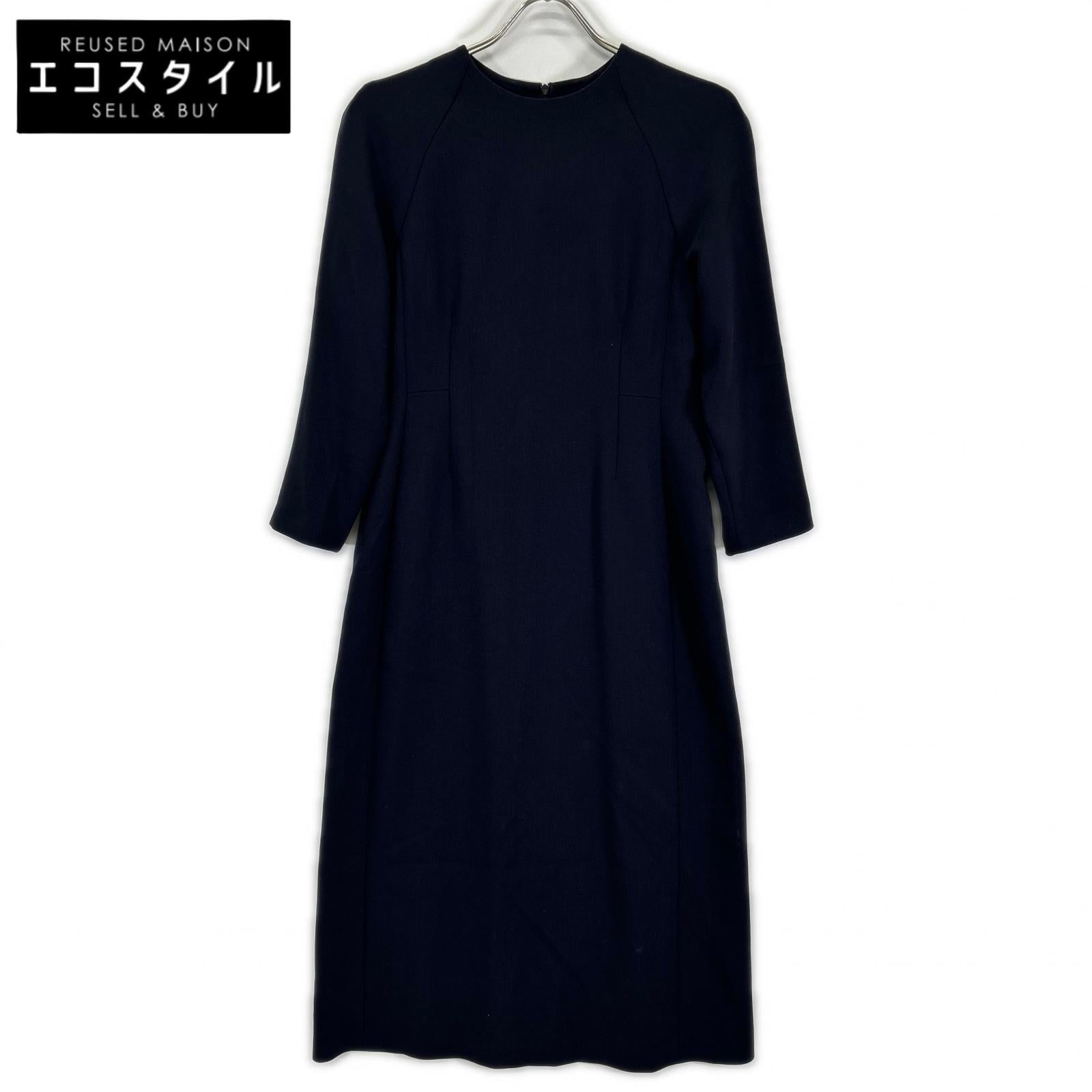 theory luxe セオリーリュクス ネイビー バックジップ 7部袖 ワンピース ワンピース