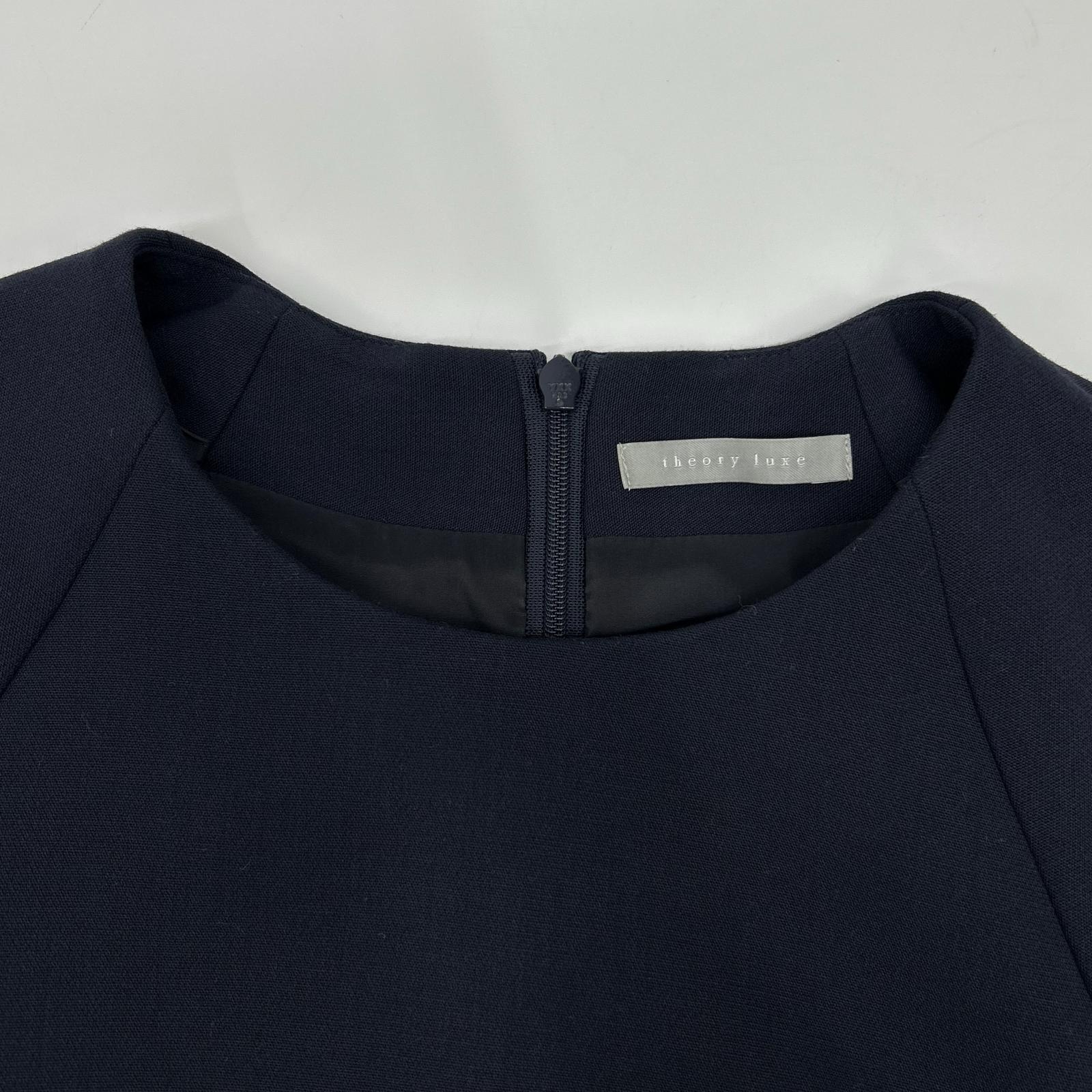 theory luxe セオリーリュクス ネイビー バックジップ 7部袖 ワンピース ワンピース