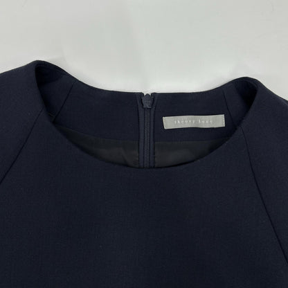 theory luxe セオリーリュクス ネイビー バックジップ 7部袖 ワンピース ワンピース