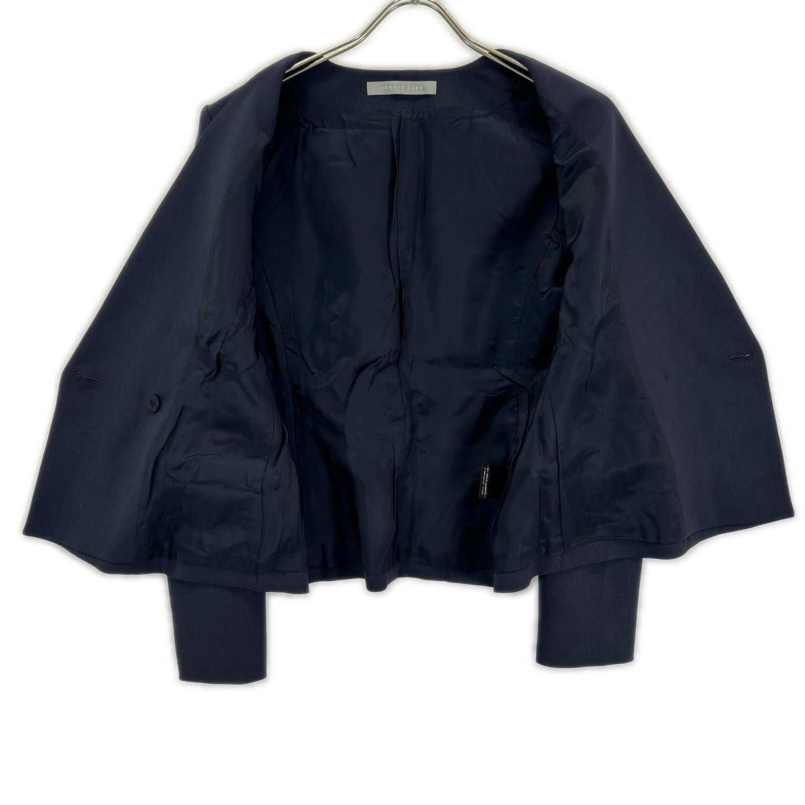 theory luxe セオリーリュクス ネイビー COSIMO ADANEL ノーカラー テーラードジャケット ジャケット