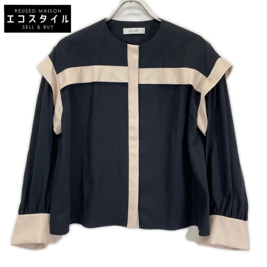 ADORE アドーア 531-3110008 ブラック×ベージュ バイカラージョーゼットブラウス トップス