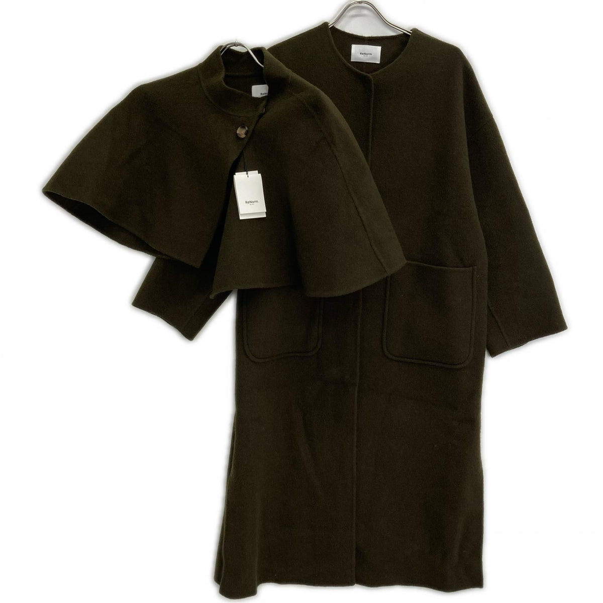 ReNorm by A.T リノームバイエーティー Khaki Wool Long Coat with Cape Coat