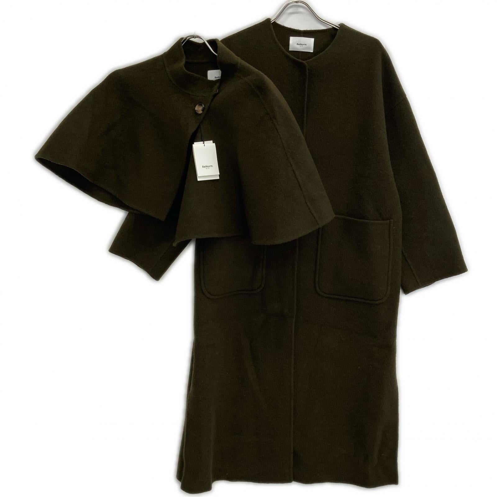 ReNorm by A.T リノームバイエーティー Khaki Wool Long Coat with Cape Coat