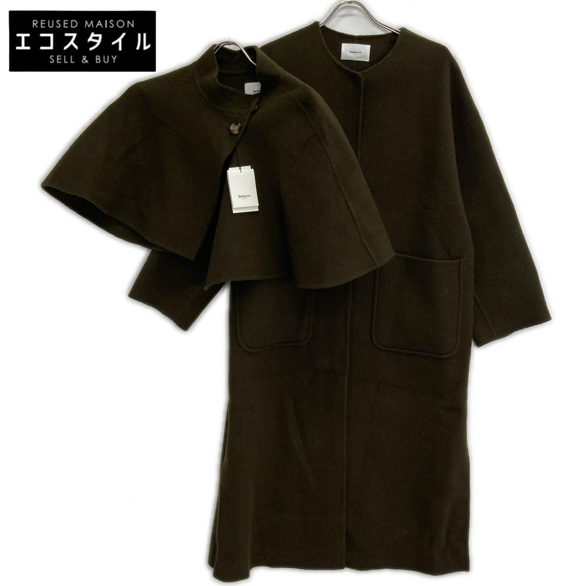 ReNorm by A.T リノームバイエーティー Khaki Wool Long Coat with Cape Coat