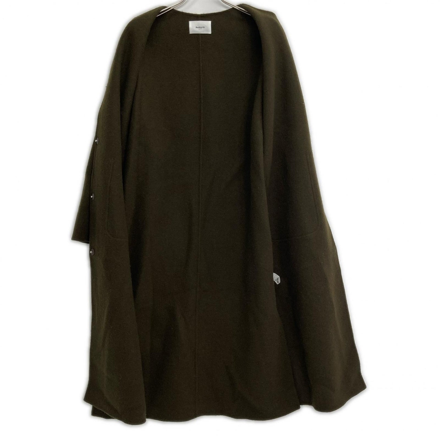 ReNorm by A.T リノームバイエーティー カーキ ケープ付き ウールロングコート コート