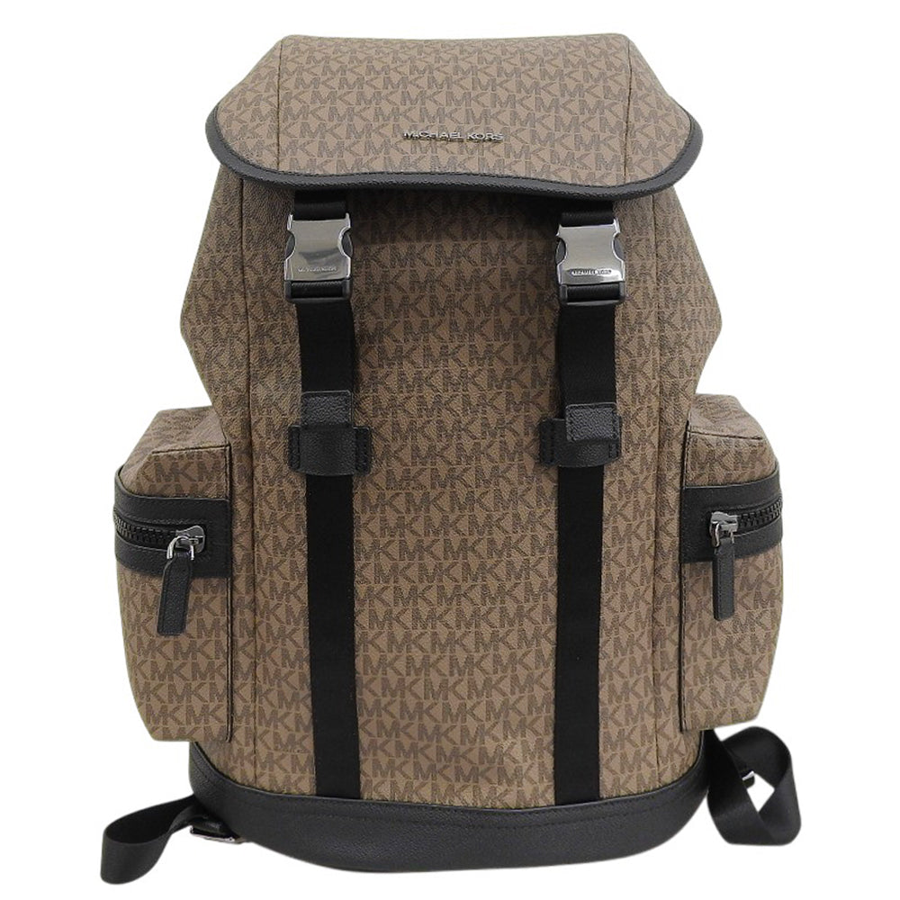 MICHAEL KORS マイケルコース 美品 モノグラム HUDSON フロントバックル シティ バックパック リュック デイパック ブラウン 37U0MCOB6B リュック バックパック
