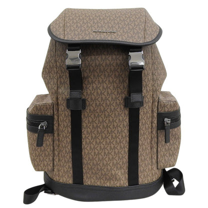 MICHAEL KORS マイケルコース 美品 モノグラム HUDSON フロントバックル シティ バックパック リュック デイパック ブラウン 37U0MCOB6B リュック バックパック