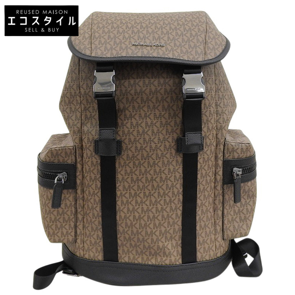 MICHAEL KORS マイケルコース 美品 モノグラム HUDSON フロントバックル シティ バックパック リュック デイパック ブラウン 37U0MCOB6B リュック バックパック