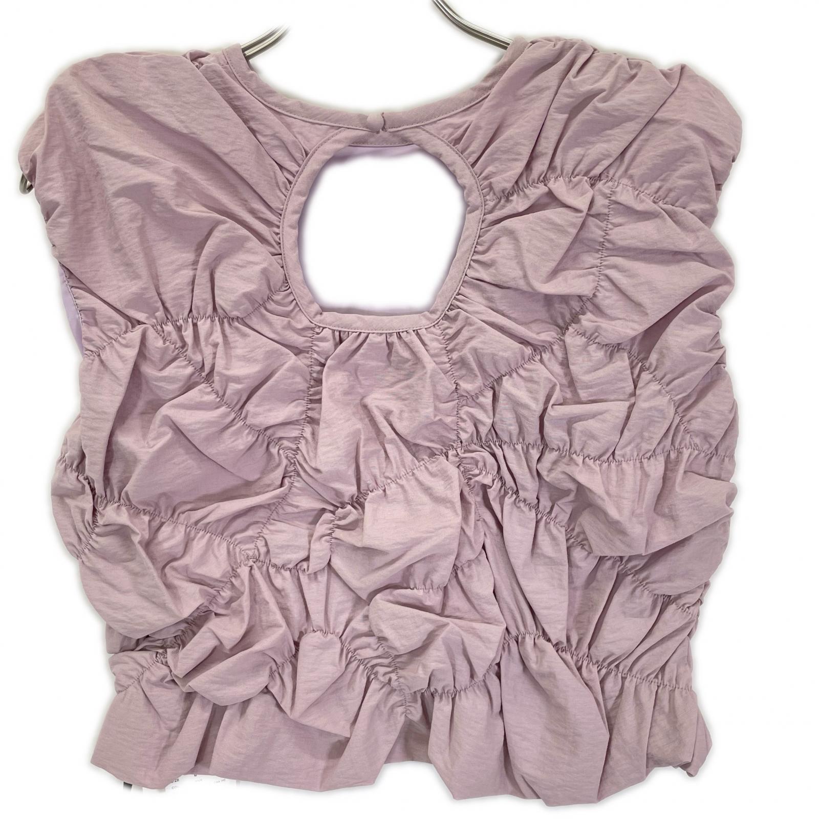 Ameri アメリ ピンク BUMPY GATHER BACK OPEN TOP/ノースリーブトップス トップス