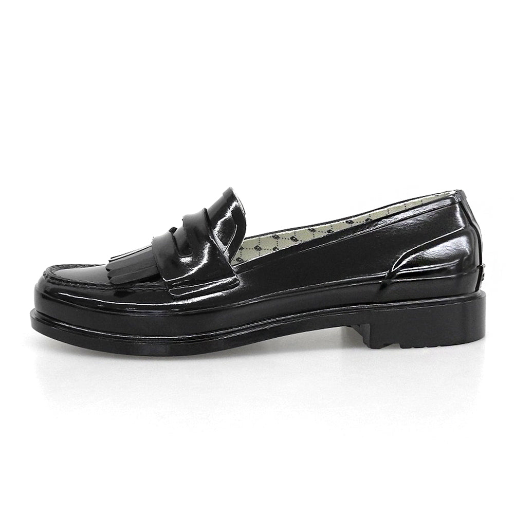 HUNTER ハンター 新品同様 GLOSS TASSEL PENNY LOAFER/防水性ローファー シューズ レディース ブラック 6 シューズ