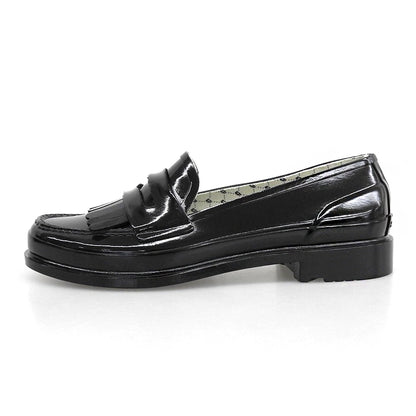 HUNTER ハンター 新品同様 GLOSS TASSEL PENNY LOAFER/防水性ローファー シューズ レディース ブラック 6 シューズ