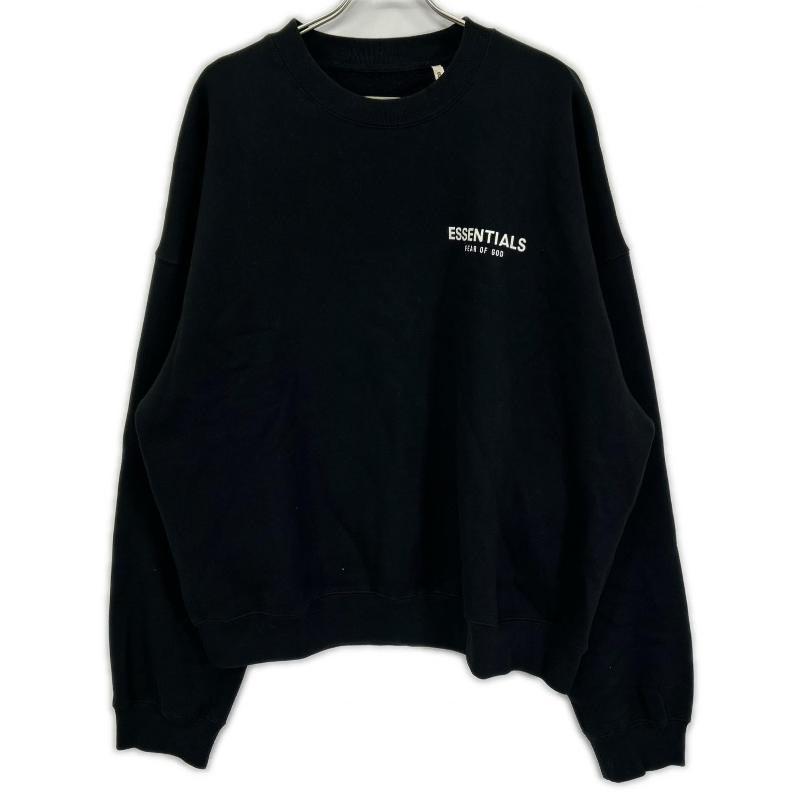 Essentials エッセンシャルズ ブラック ワンポイントロゴプリント FOG ロングスリーブ スウェット トップス