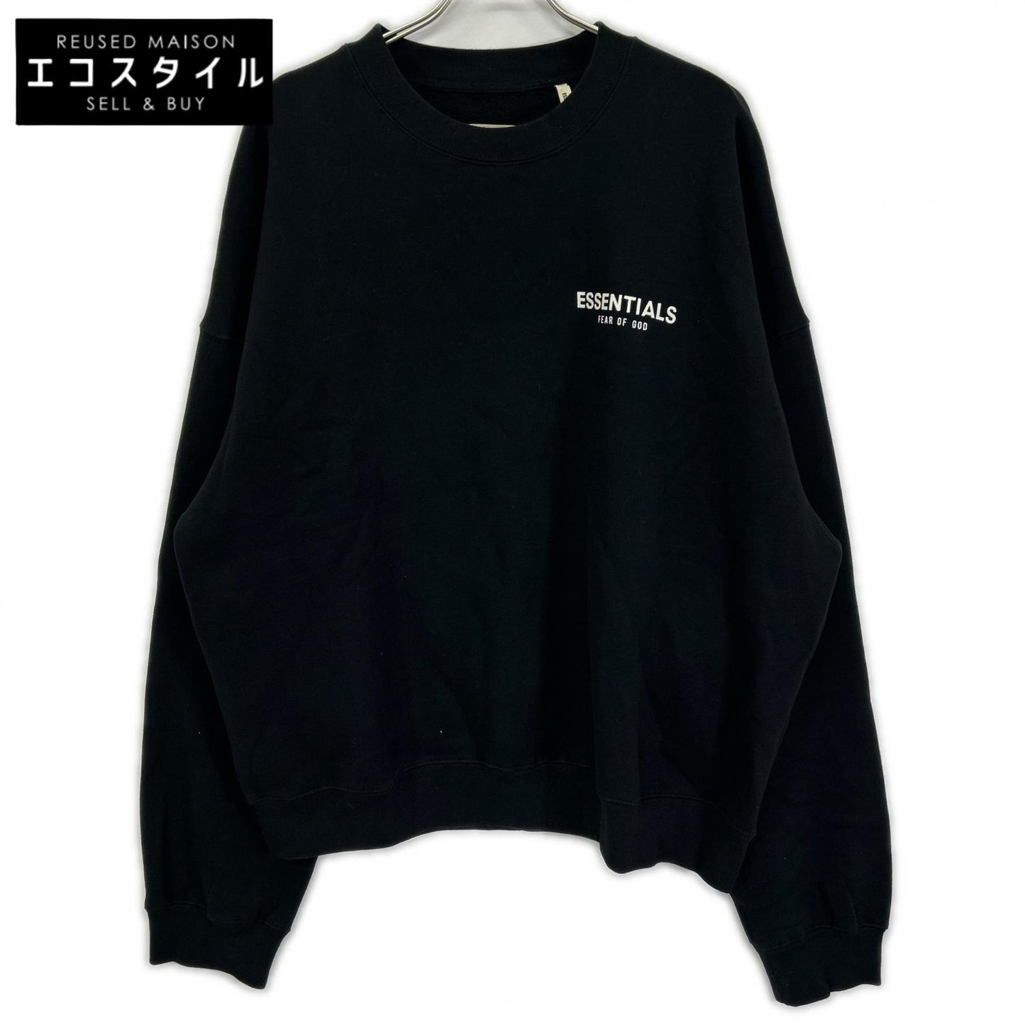 Essentials エッセンシャルズ ブラック ワンポイントロゴプリント FOG ロングスリーブ スウェット トップス