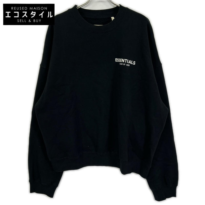 Essentials エッセンシャルズ ブラック ワンポイントロゴプリント FOG ロングスリーブ スウェット トップス
