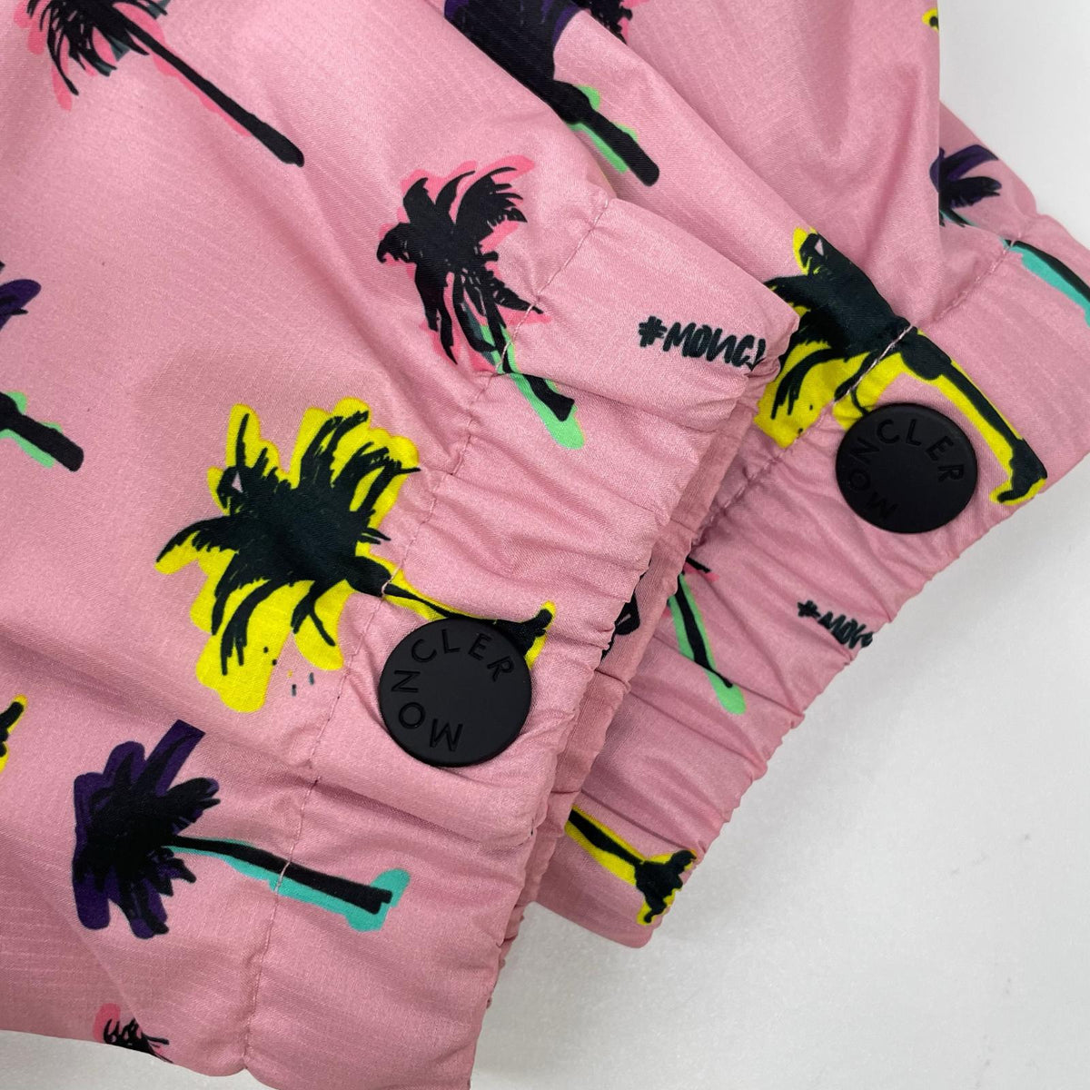 MONCLER モンクレール 【GRENOBLE】21年製 VALLONET ピンク ナイロン パームツリープリント アノラックフーディプルオーバー トップス