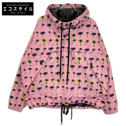 MONCLER モンクレール 【GRENOBLE】21年製 VALLONET ピンク ナイロン パームツリープリント アノラックフーディプルオーバー トップス