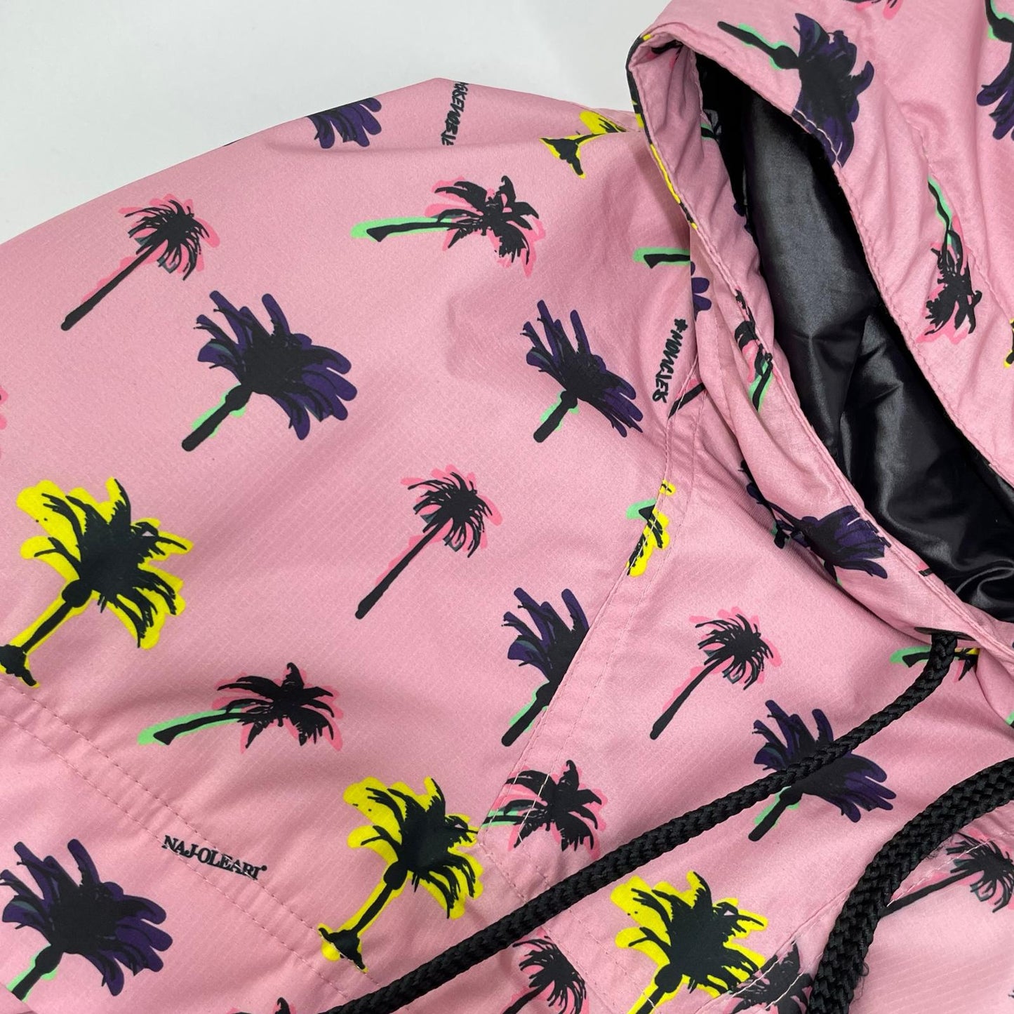 MONCLER モンクレール 【GRENOBLE】21年製 VALLONET ピンク ナイロン パームツリープリント アノラックフーディプルオーバー トップス