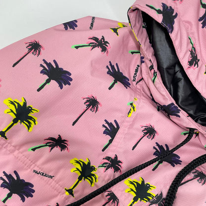 MONCLER モンクレール 【GRENOBLE】21年製 VALLONET ピンク ナイロン パームツリープリント アノラックフーディプルオーバー トップス