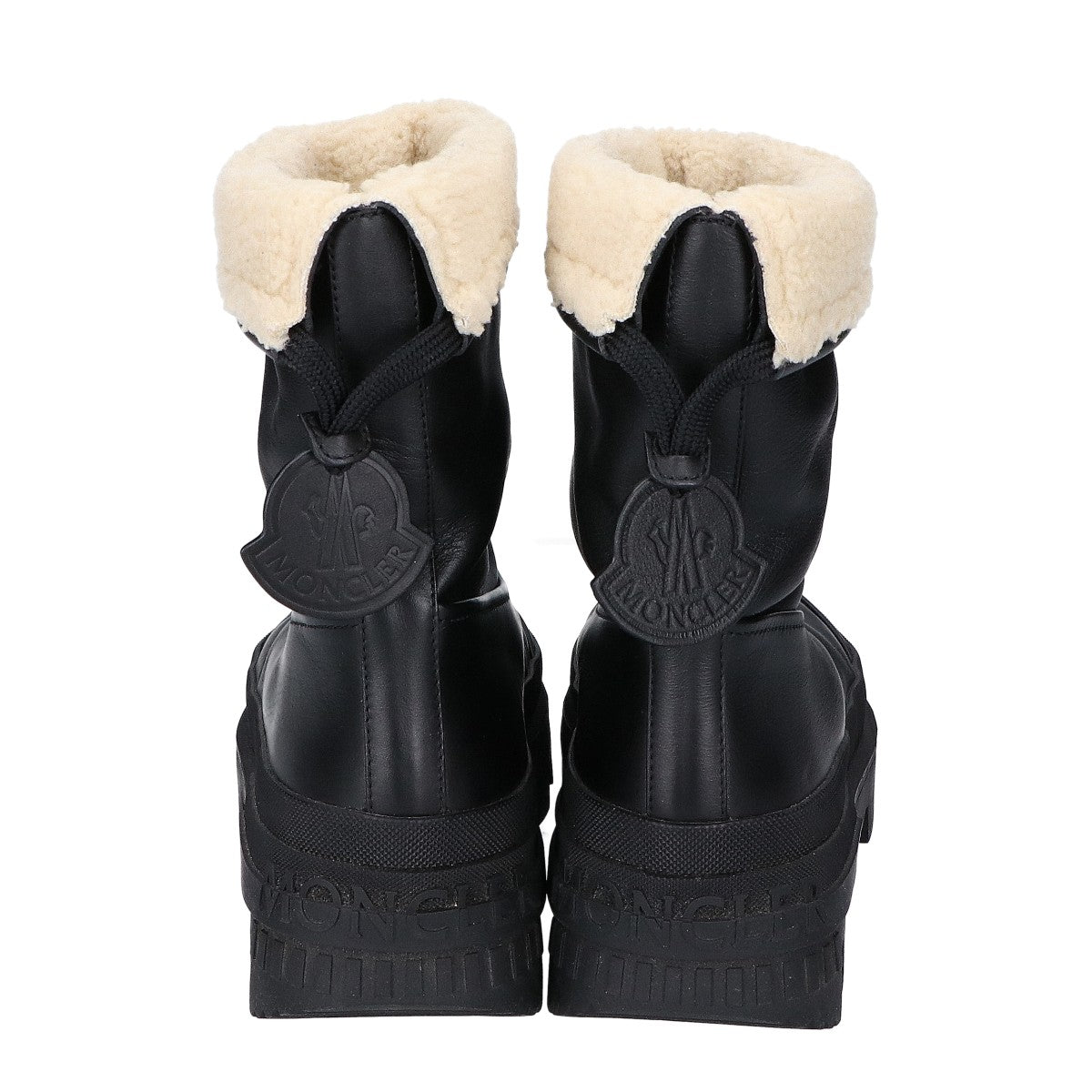 MONCLER モンクレール 【美品】MOSCOVA モスコバ ボアライニング エンボスロゴチャーム レザー ショートブーツ シューズ