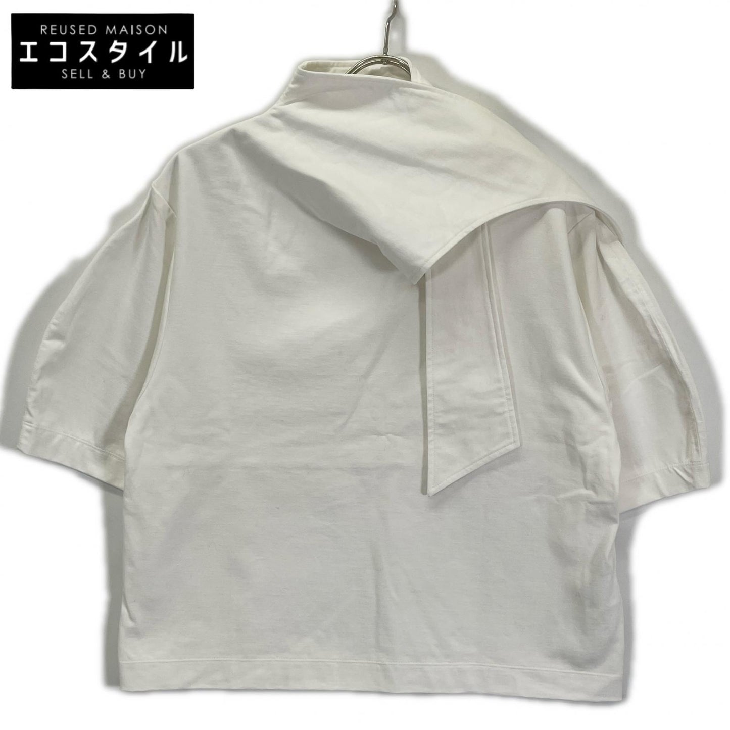IIROT イロット ホワイト Pure Organic Cotton Blouse ボウタイショートスリーブブラウス トップス