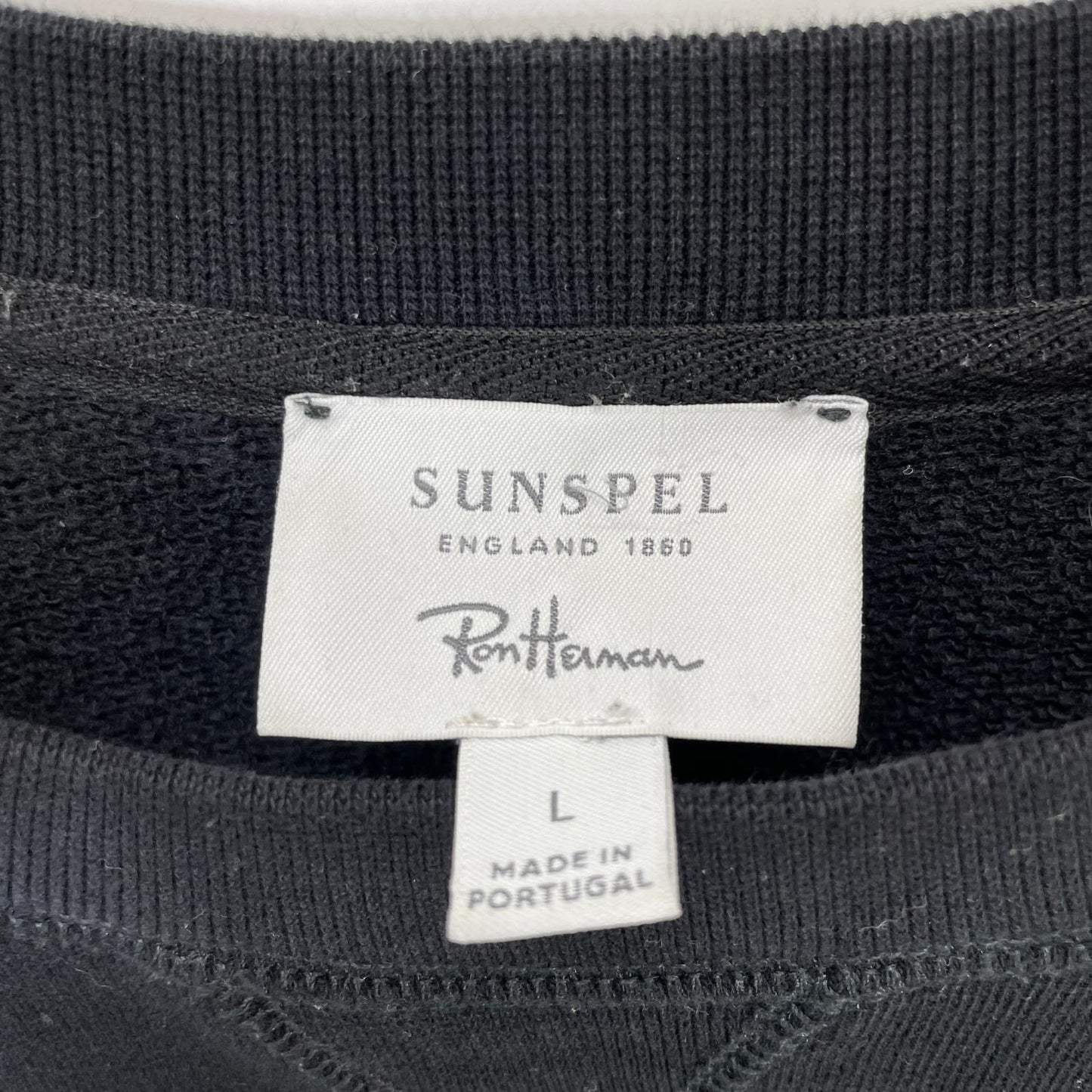 SUNSPEL for Ron Herman 4120900119 Black Cotton Loopback Raglan-Sleeve Sweatshirt Pullover Tops