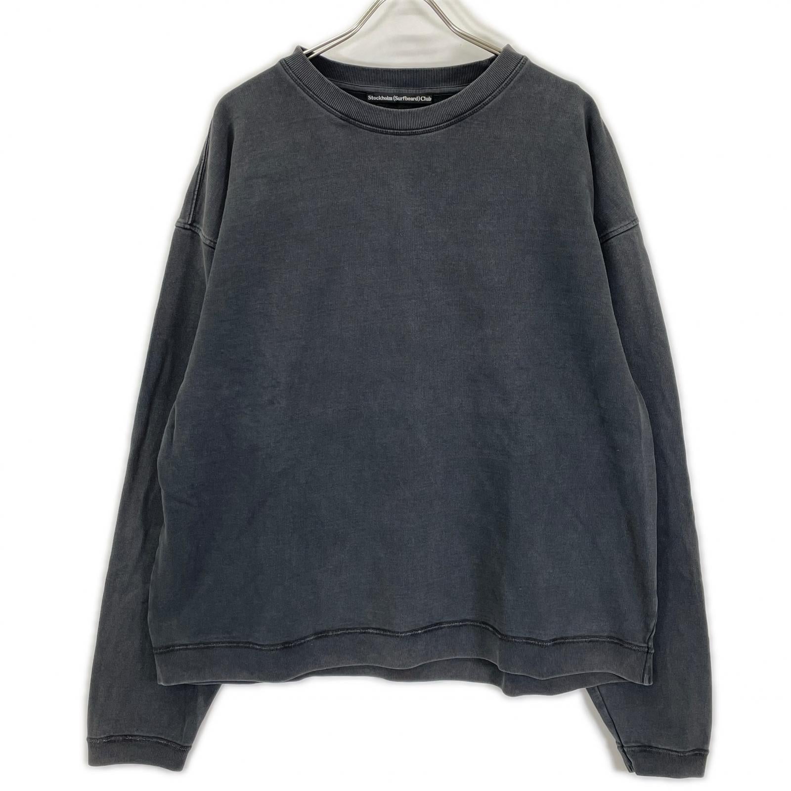 Stockholm Surfboard Club ストックホルムサーフボードクラブ 4220900191 ウォッシュブラック コットン クルーネック スウェットプルオーバー トップス