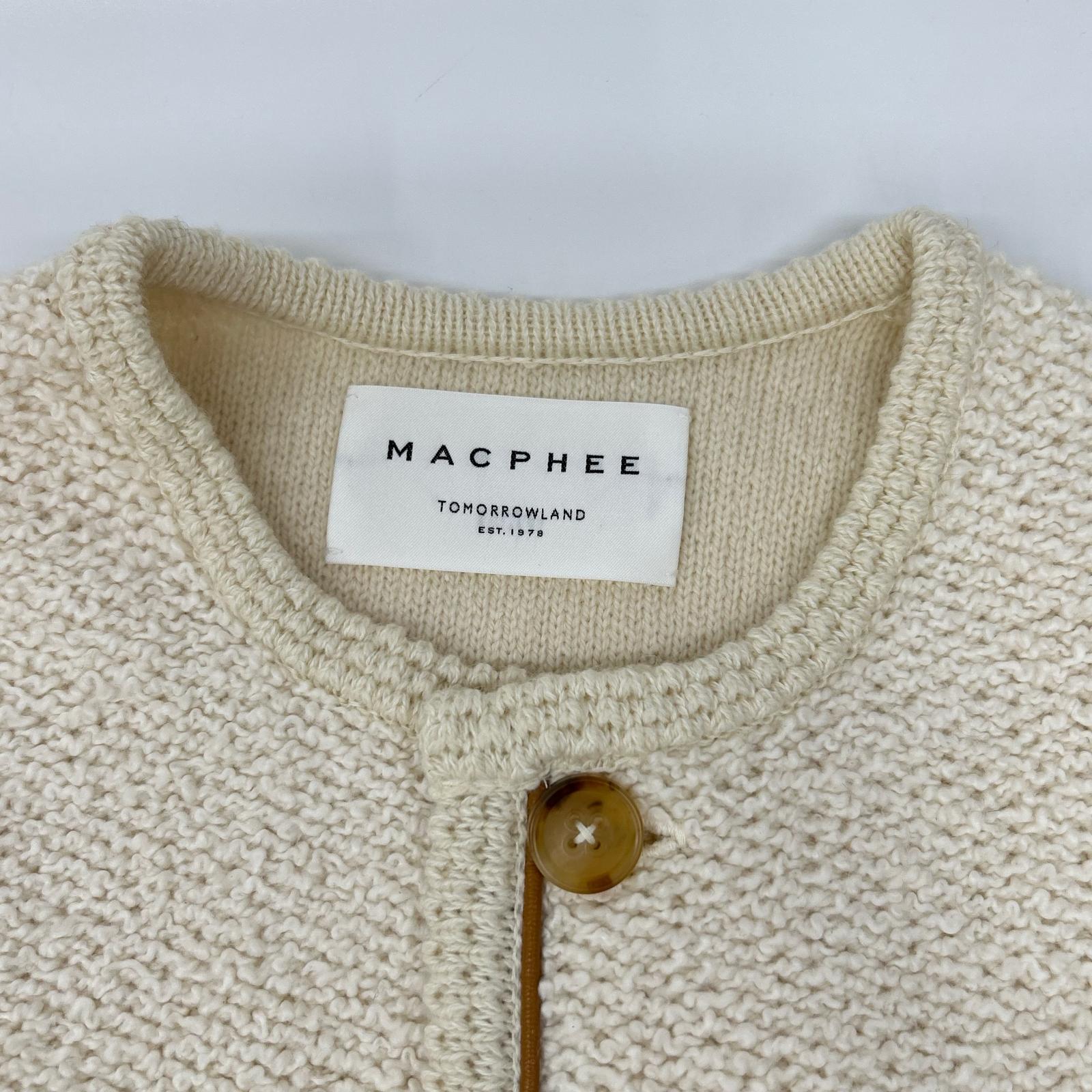 MACPHEE マカフィー 24年製 ホワイト パイピング クルーネックカーディガン トップス