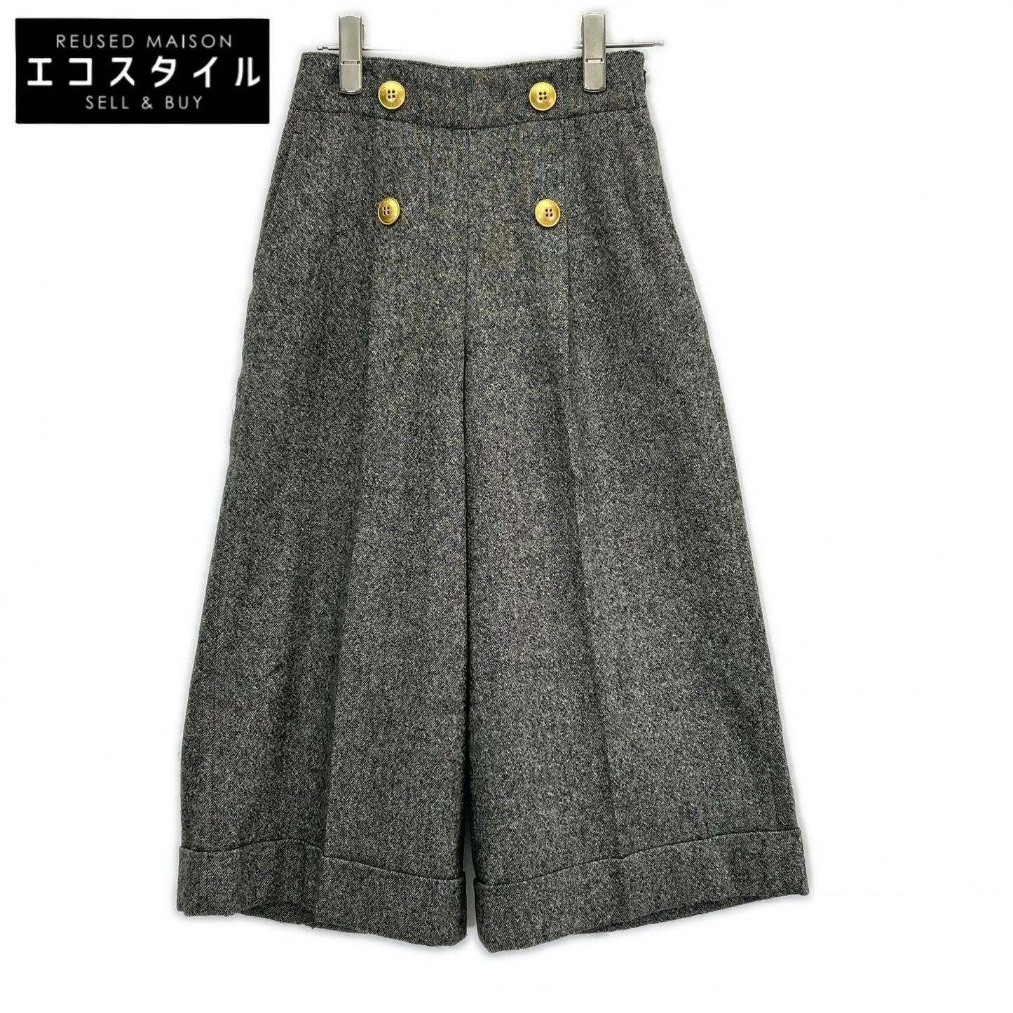 BLUE LABEL CRESTBRIDGE ブルーレーベルクレストブリッジ グレー レーヨン混 金釦 キュロットパンツ ボトムス