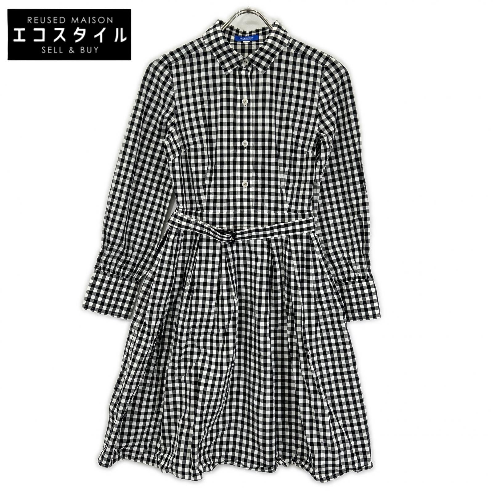 BLUE LABEL CRESTBRIDGE ブルーレーベルクレストブリッジ ブラック×ホワイト コットン ギンガムチェック シャツワンピース ワンピース