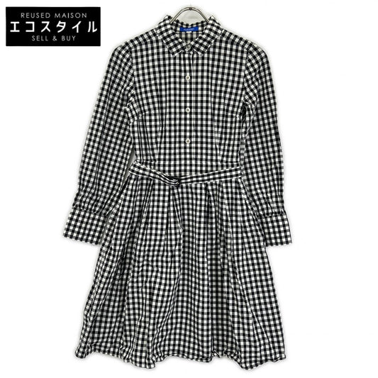 BLUE LABEL CRESTBRIDGE Blue Label Crestbridge Black × White Cotton Gingham-Check Shirt Dress One-Piece Dress