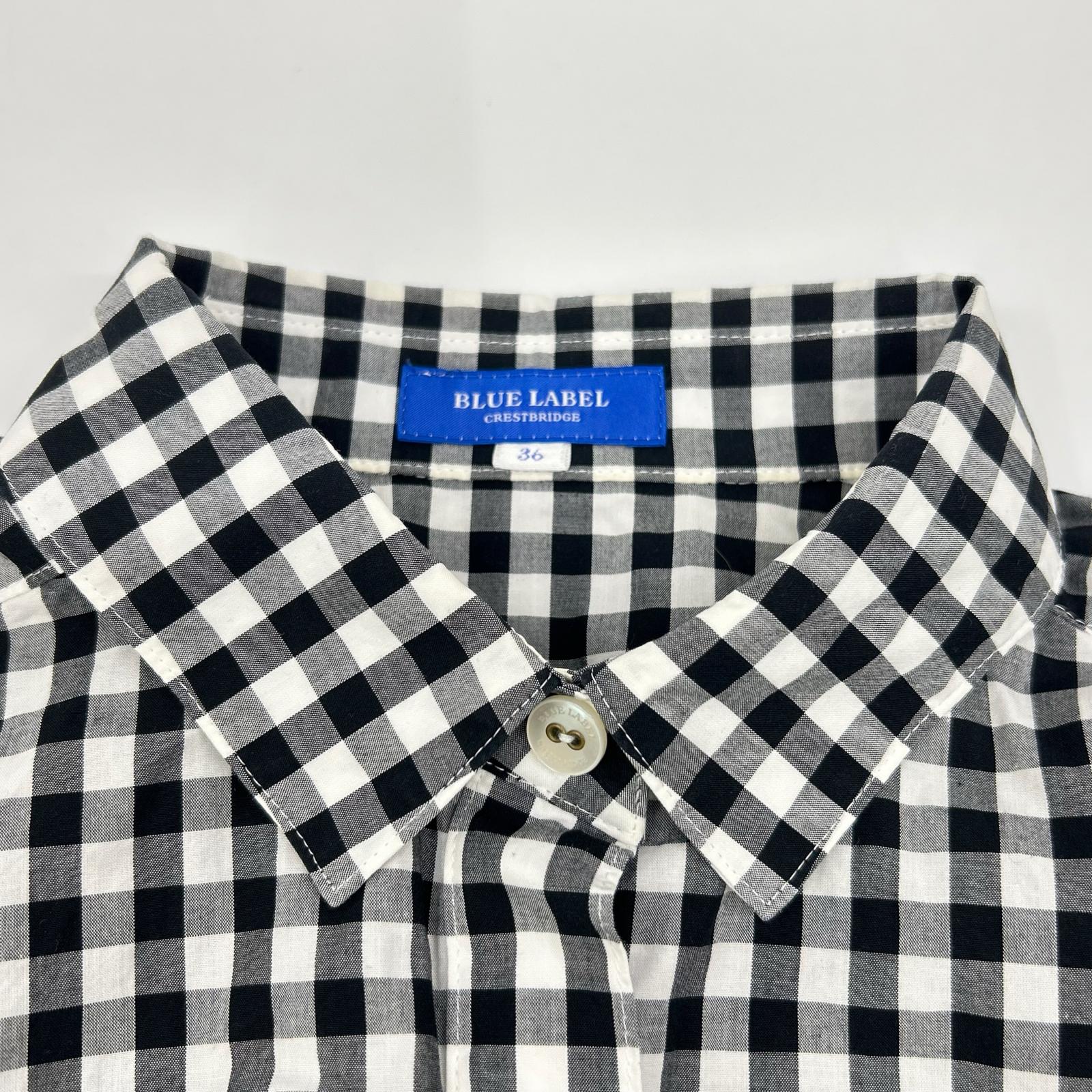 BLUE LABEL CRESTBRIDGE ブルーレーベルクレストブリッジ ブラック×ホワイト コットン ギンガムチェック シャツワンピース ワンピース